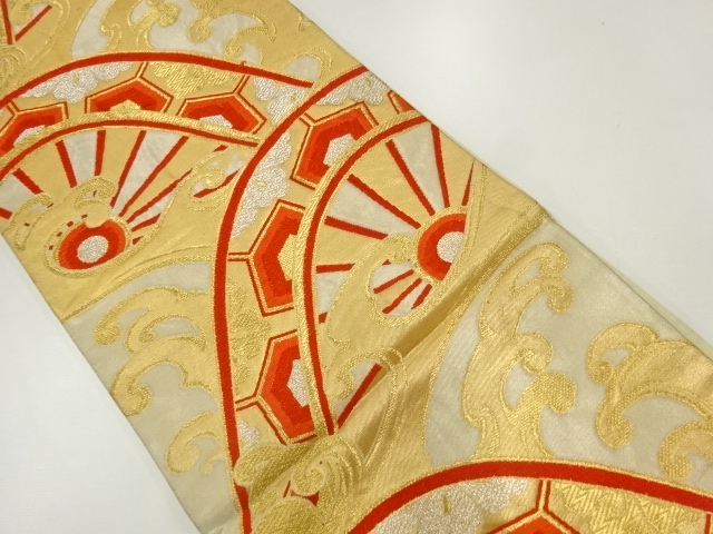 アンティーク　波車模様織出し袋帯（材料）